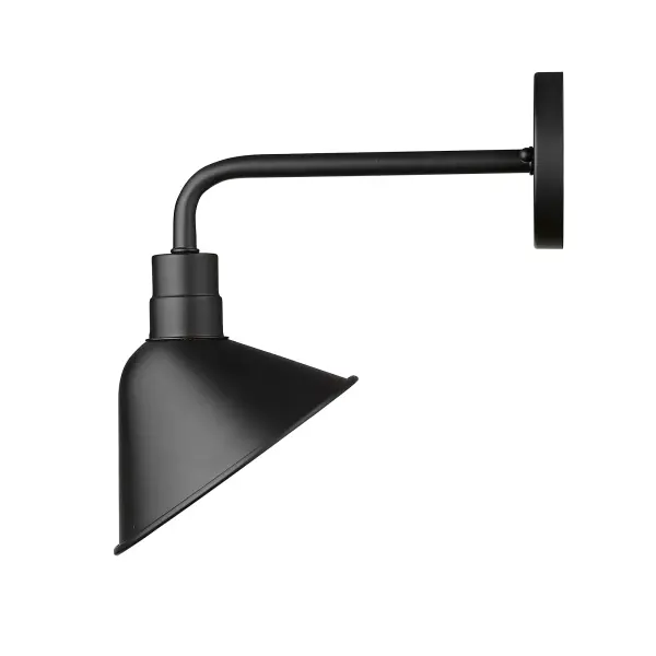 The Fuller wall sconce combines modern industrial design with durable steel construction in a sleek matte black finish. Its compact 12.5-inch height makes it ideal for flanking doorways or illuminating outdoor spaces. - alternate view