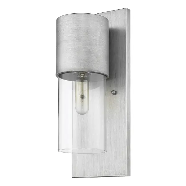 The Cooper wall sconce combines durable steel construction with clear glass in a matte nickel finish. Its 16-inch height and modest 5.75-inch extension make it ideal for flanking doors or illuminating outdoor spaces without overwhelming the architecture.