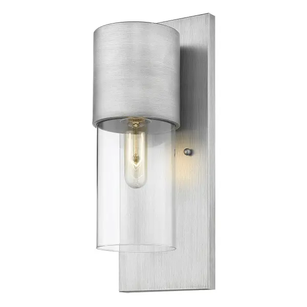 The Cooper wall sconce combines durable steel construction with clear glass in a matte nickel finish. Its 16-inch height and modest 5.75-inch extension make it ideal for flanking doors or illuminating outdoor spaces without overwhelming the architecture. - alternate view