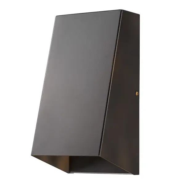The Nolan wall sconce delivers traditional outdoor lighting with a compact 9.75" profile. Its oil-rubbed bronze finish and steel construction provide durability and classic appeal for entryways and patios.