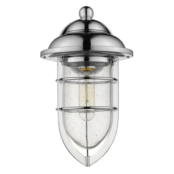 Compact Chrome Wall Sconce with Vintage Seeded Glass Appeal - Image 3