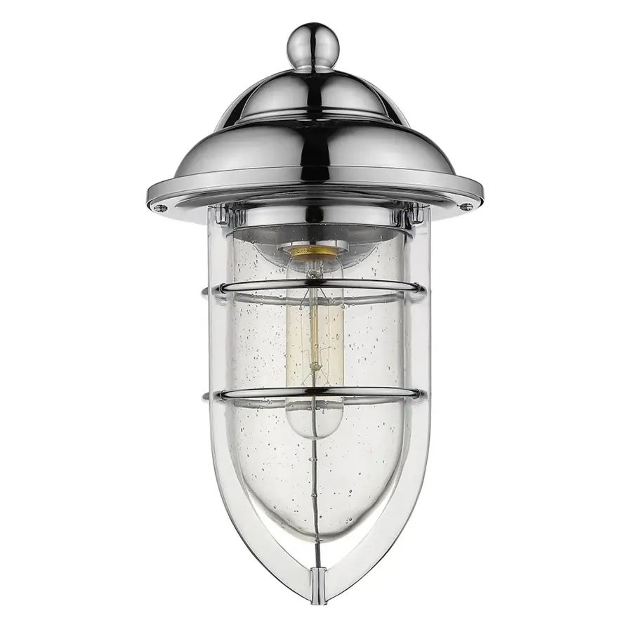 Compact Chrome Wall Sconce with Vintage Seeded Glass Appeal - Image 3