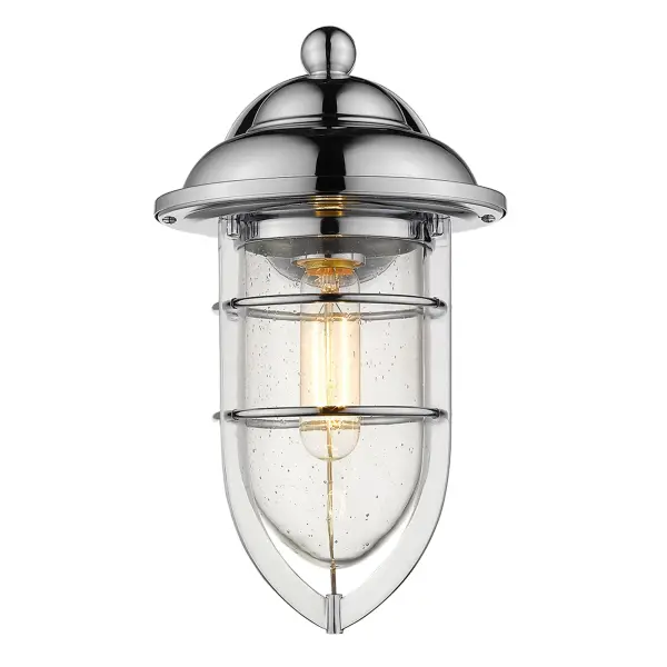 Compact Chrome Wall Sconce with Vintage Seeded Glass Appeal - Image 4