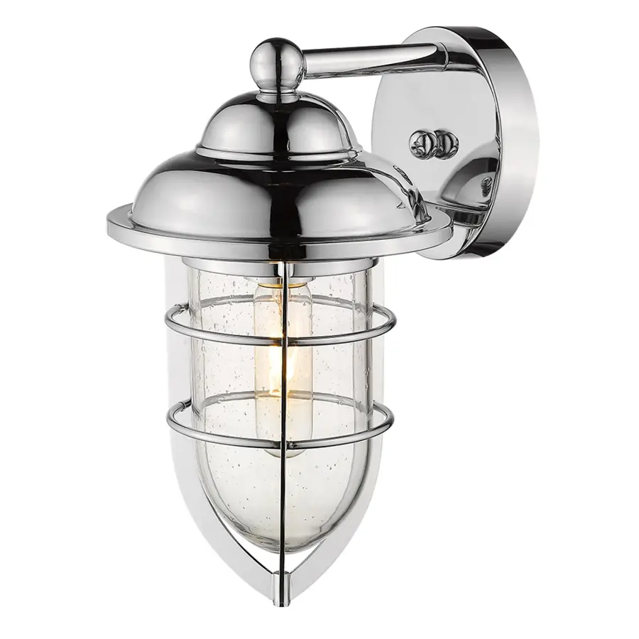 Compact Chrome Wall Sconce with Vintage Seeded Glass Appeal - Image 5