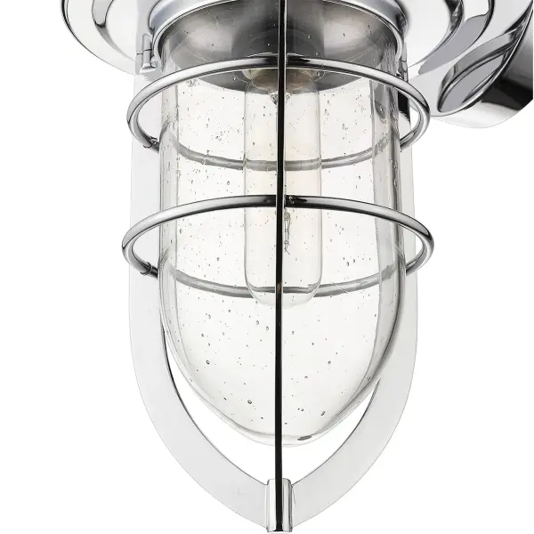 Compact Chrome Wall Sconce with Vintage Seeded Glass Appeal - Image 6