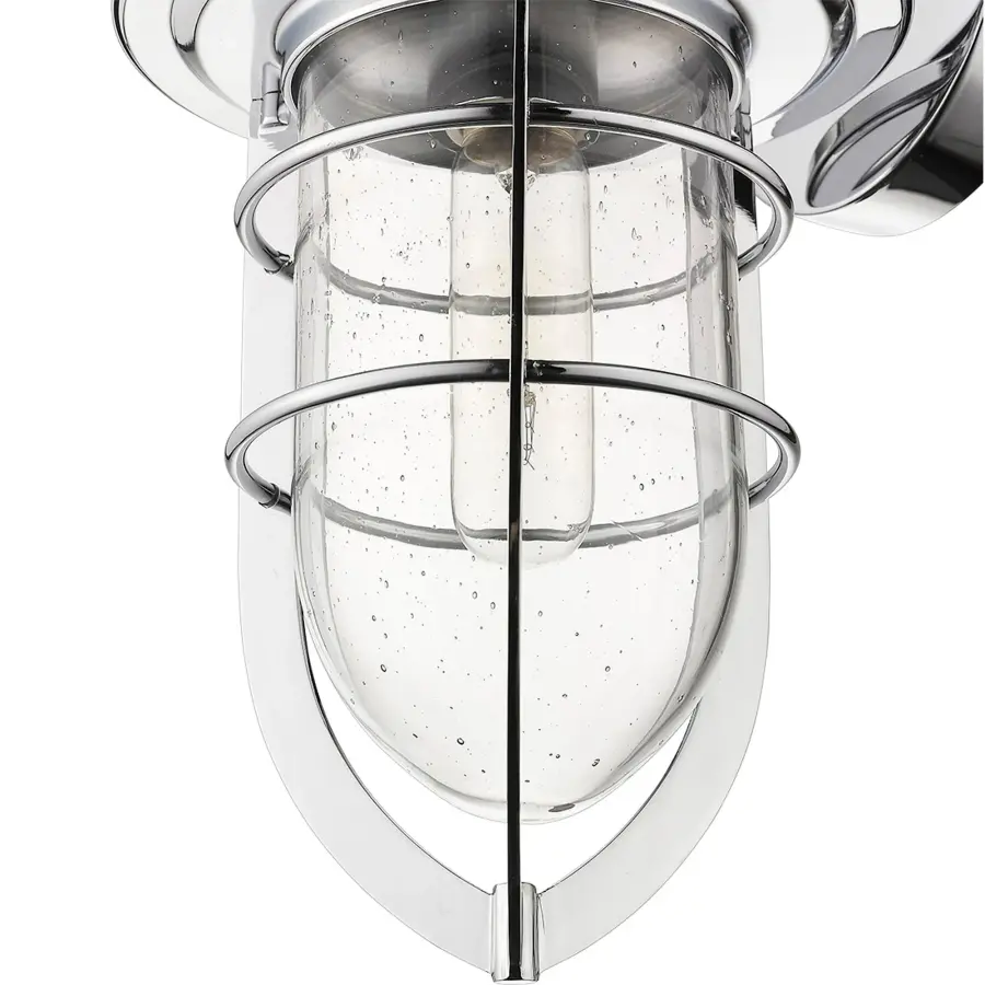Compact Chrome Wall Sconce with Vintage Seeded Glass Appeal - Image 6