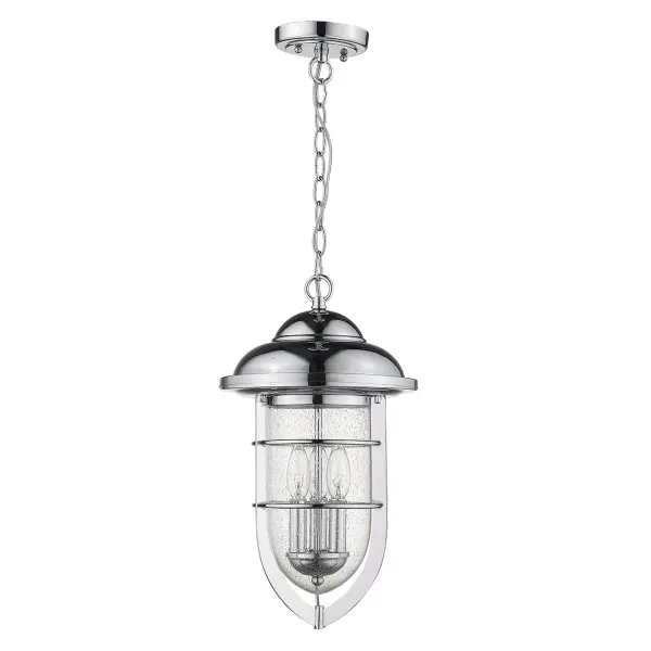 Classic Chrome Lantern with Seeded Glass for Outdoor Elegance - Image 1