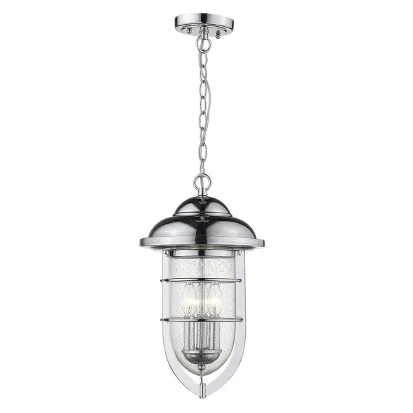 Classic Chrome Lantern with Seeded Glass for Outdoor Elegance - Image 2