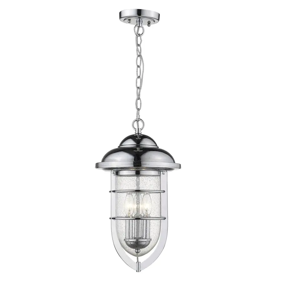Classic Chrome Lantern with Seeded Glass for Outdoor Elegance - Image 2