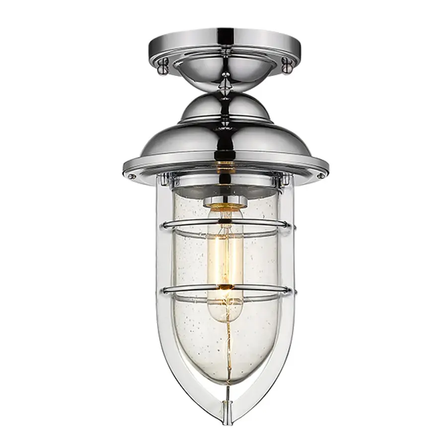 Classic Chrome Lantern with Seeded Glass for Outdoor Elegance - Image 4