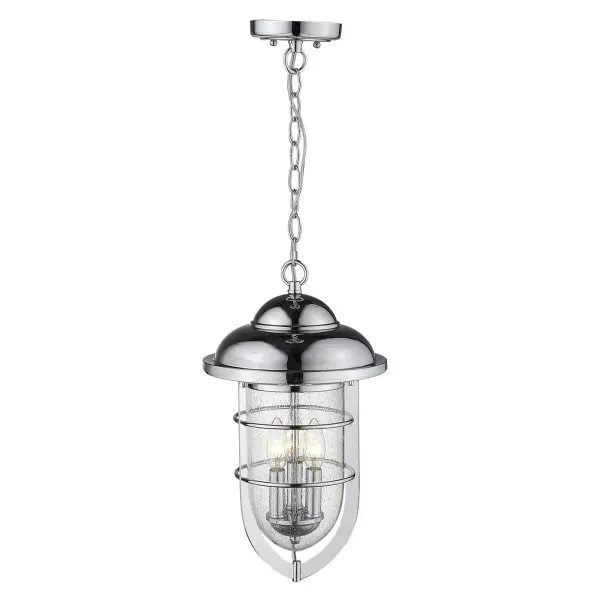 Classic Chrome Lantern with Seeded Glass for Outdoor Elegance - Image 6