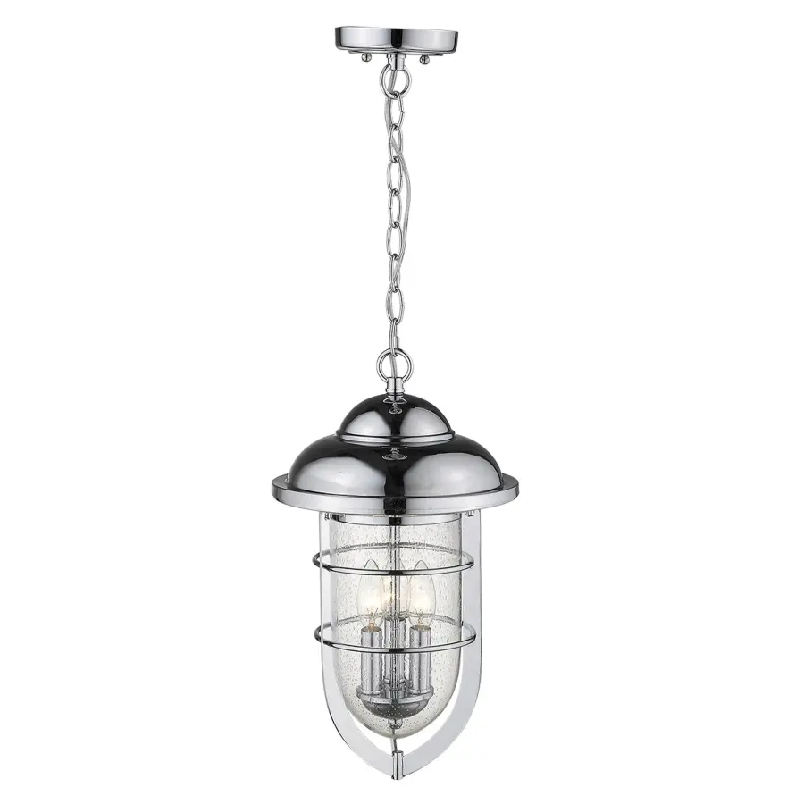 Classic Chrome Lantern with Seeded Glass for Outdoor Elegance - Image 6