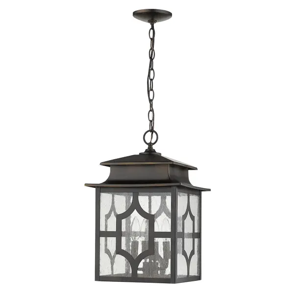 Classic Outdoor Lantern with Timeless Appeal and Seeded Glass Charm - Image 1