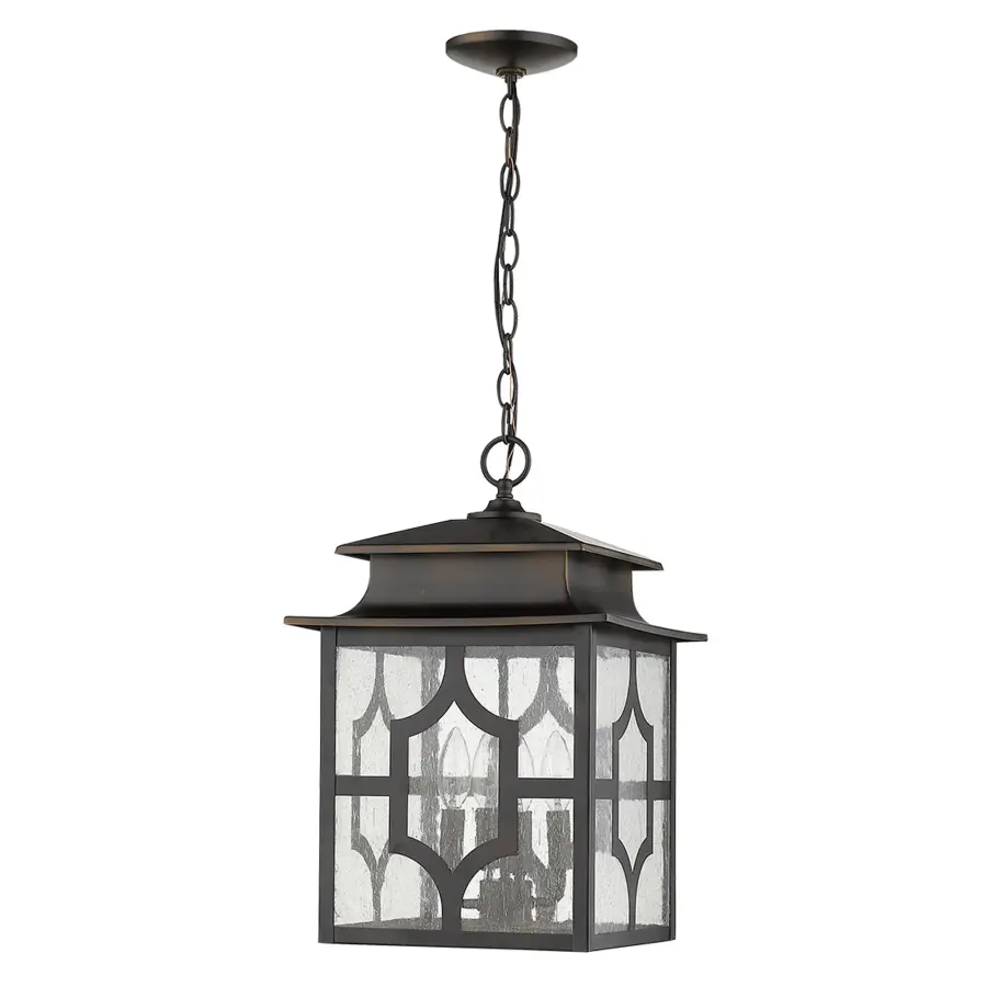 Classic Outdoor Lantern with Timeless Appeal and Seeded Glass Charm - Image 1