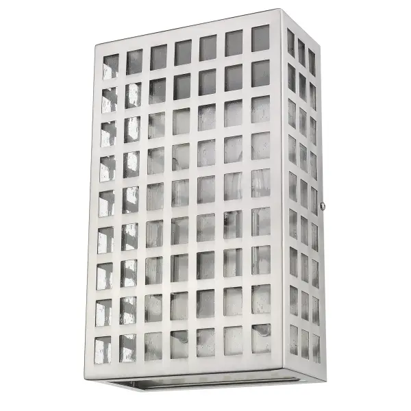 The Letzel 2-Light wall sconce combines stainless steel durability with clear seeded glass for a refined coastal aesthetic. ADA-compliant with minimal 4-inch extension, perfect for outdoor entryways and patios.