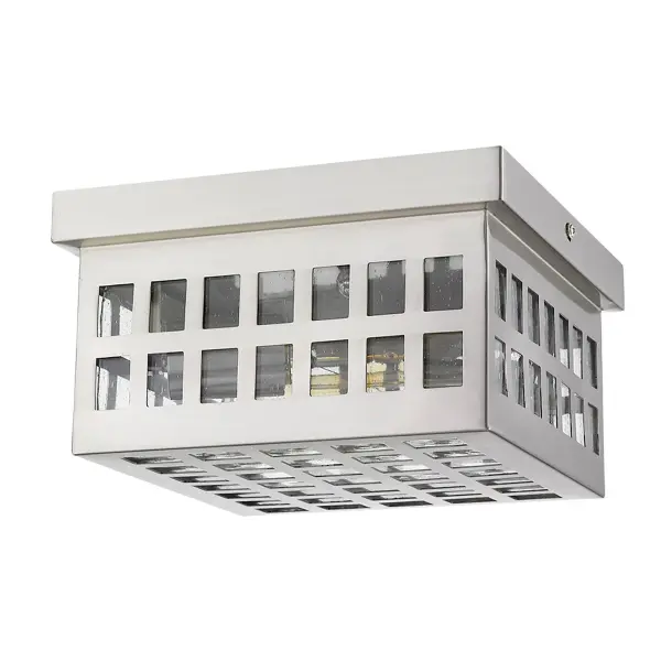 The Letzel 2-Light Flush Mount combines stainless steel construction with seeded glass for a weather-resistant fixture perfect for covered outdoor spaces. Its compact 8.75-inch profile fits tight spaces while delivering ample light.