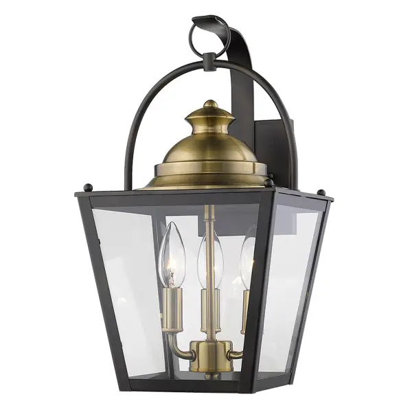The Savannah 3-Light Wall Mount combines traditional lantern styling with modern durability. Featuring stainless steel and aluminum construction with clear glass panes, this fixture delivers reliable outdoor lighting with timeless appeal. - alternate view