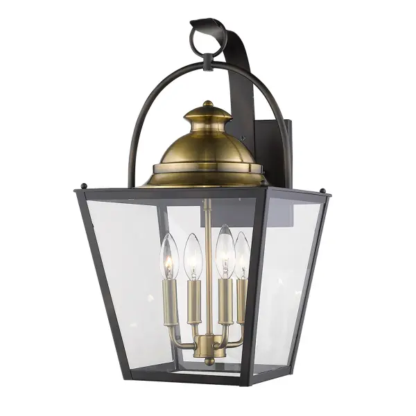 The Savannah 4-Light Wall Mount combines traditional lantern styling with durable outdoor construction. Featuring clear glass panes and oil-rubbed bronze finish, this fixture provides ample illumination while adding classic curb appeal. - alternate view