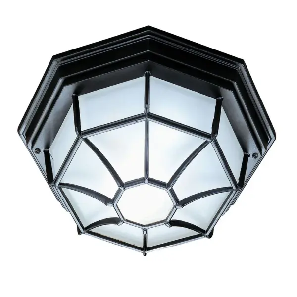 This 2-light outdoor flush mount combines durable cast aluminum construction with a sleek matte black finish. At just 5 inches high and 11.5 inches wide, it's ideal for covered outdoor spaces with lower ceilings.