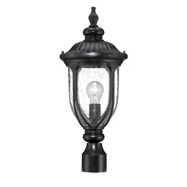 The Laurens post mount combines traditional styling with durable cast aluminum construction and charming clear seeded glass. Perfect for illuminating pathways, driveways, and outdoor living spaces with classic appeal.