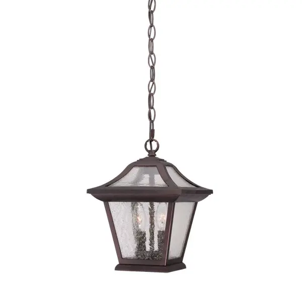 The Aiken 2-Light Hanging Lantern combines traditional lantern styling with modern durability. Featuring weather-resistant MarbleX construction and clear seeded glass, this compact fixture delivers classic charm for covered outdoor spaces.