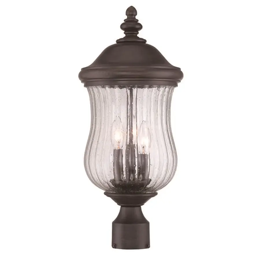 Bellagio 3-Light Post Lantern in Black Coral
