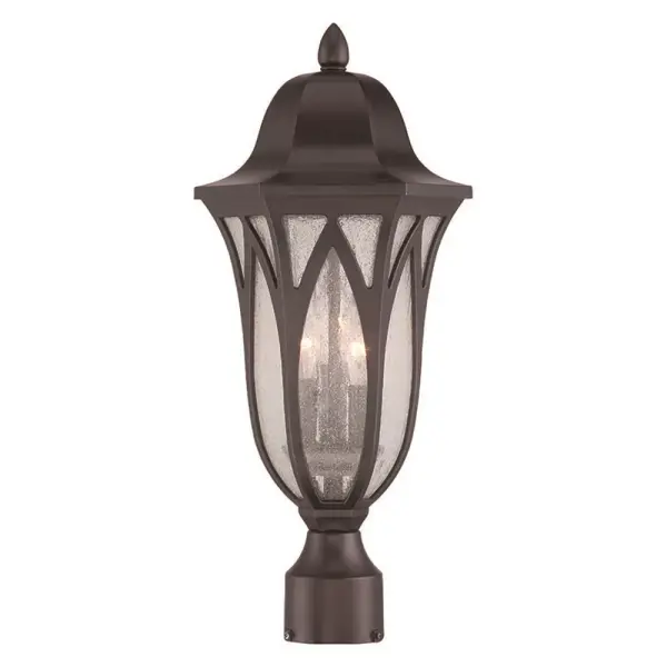 The Milano 3-Light Post Lantern combines traditional styling with durable MarbleX construction. Its oil rubbed bronze finish and clear seeded glass create warm, welcoming illumination for outdoor spaces.