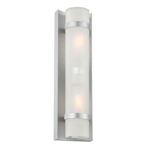 The Apollo 2-Light Wall Sconce combines brushed steel construction with frosted seeded glass for a modern outdoor lighting solution. Its compact 15.375" height and 4" extension make it ideal for entryways and patios.