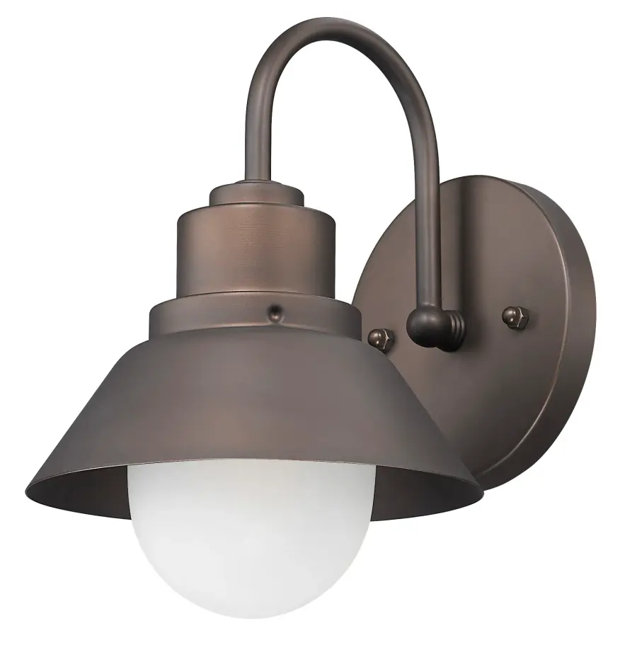 Compact Contemporary Outdoor Wall Sconce with Frosted Seeded Glass - Image 1