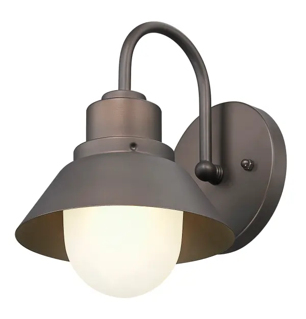 Compact Contemporary Outdoor Wall Sconce with Frosted Seeded Glass - Image 6