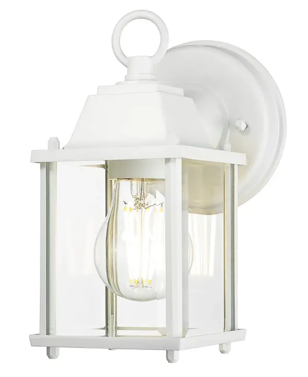 The Builder's Choice wall lantern offers timeless traditional styling with durable cast aluminum construction and clear beveled glass. Perfect for budget-conscious projects requiring reliable outdoor lighting.