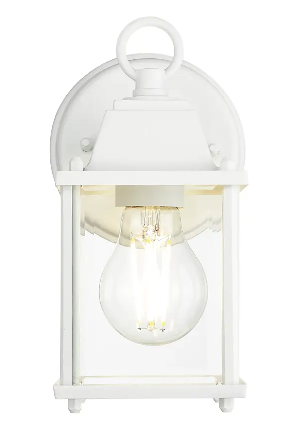 The Builder's Choice wall lantern offers timeless traditional styling with durable cast aluminum construction and clear beveled glass. Perfect for budget-conscious projects requiring reliable outdoor lighting. - alternate view