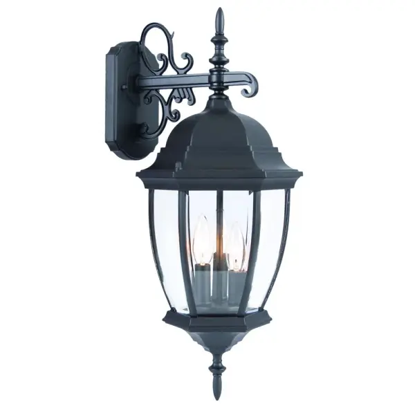 The Wexford 3-Light Wall Lantern combines traditional design with modern durability. Cast aluminum construction ensures weather resistance, while clear beveled glass panes create beautiful light patterns.