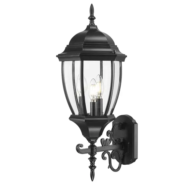 The Wexford 3-Light Wall Lantern combines traditional styling with modern durability. Featuring cast aluminum construction and clear beveled glass panes, this fixture delivers timeless curb appeal and reliable outdoor performance.