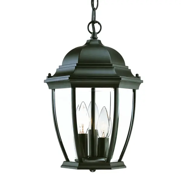 The Wexford 3-Light Hanging Lantern combines traditional design with modern durability. Cast aluminum construction ensures weather resistance, while clear beveled glass panes provide elegant light diffusion for outdoor spaces.