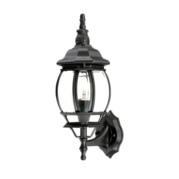 The Chateau wall lantern combines traditional design with durable cast aluminum construction. Its matte black finish and clear beveled glass create elegant curb appeal while providing reliable outdoor illumination.