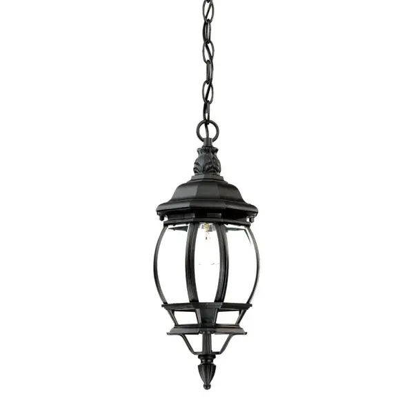 The Chateau hanging lantern combines traditional design with modern durability. Cast aluminum construction ensures weather resistance, while clear beveled glass adds elegant light diffusion for outdoor spaces.