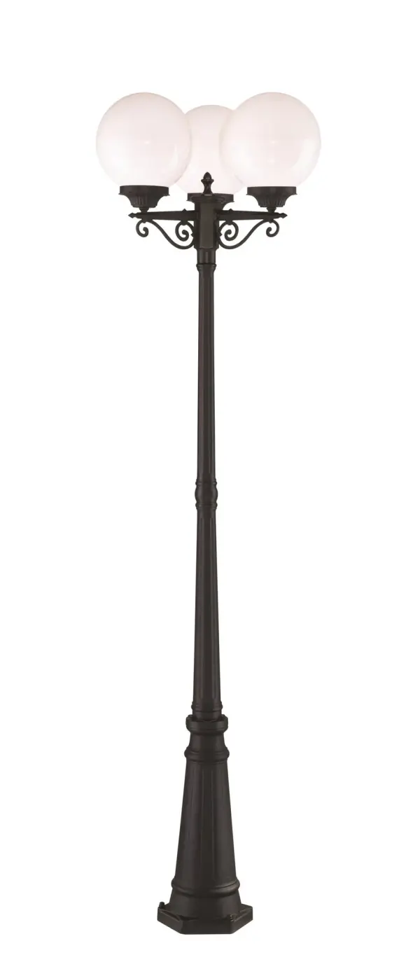 Classic 3-Head Post Light with Timeless Globe Design