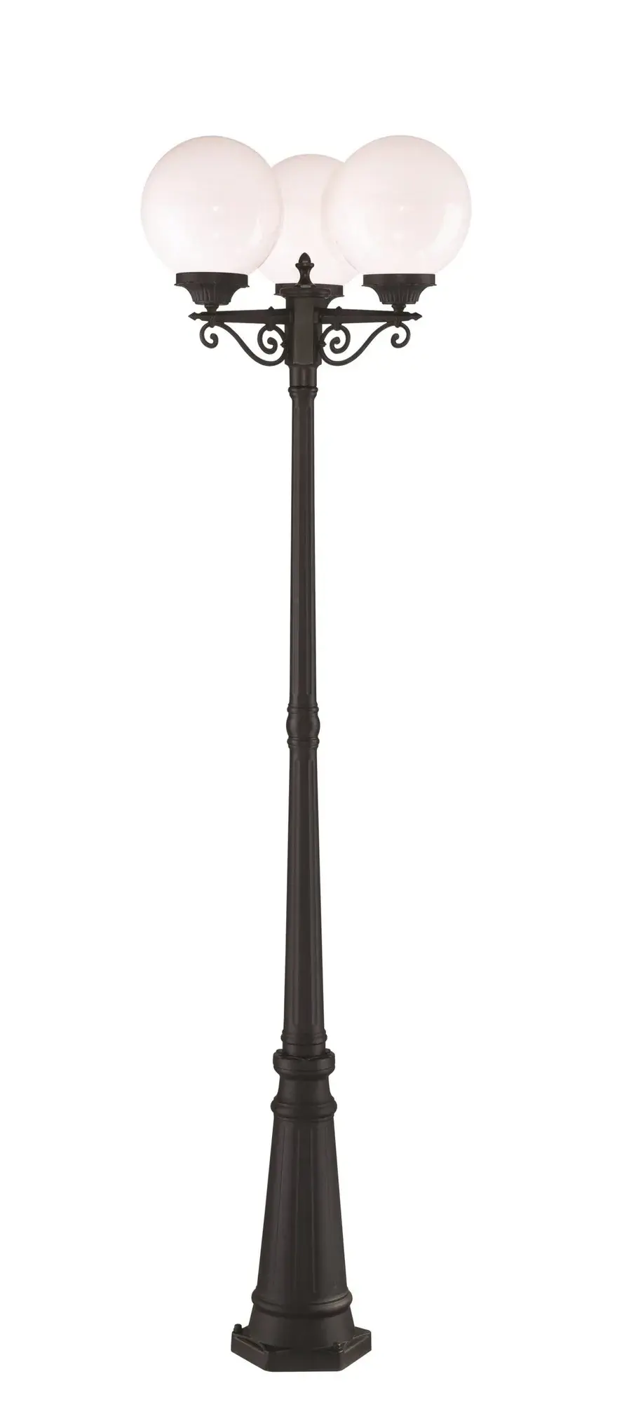 Classic 3-Head Post Light with Timeless Globe Design
