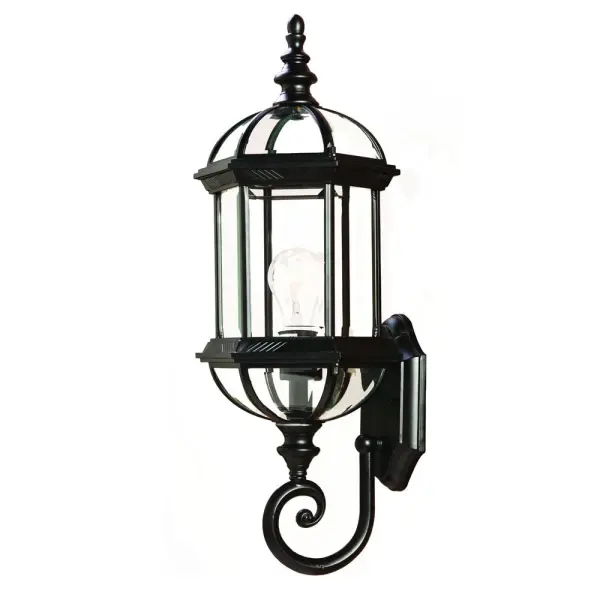 The Dover wall sconce combines traditional lantern styling with modern durability. Its cast aluminum construction and clear beveled glass create an elegant outdoor lighting solution that withstands the elements.