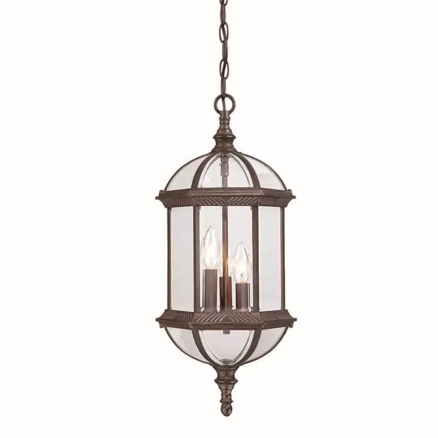 Dover 3-Light Hanging Lantern in Burled Walnut