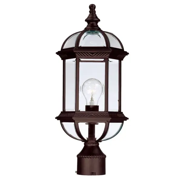 The Dover post mount combines timeless traditional styling with durable cast aluminum construction. Clear beveled glass panes create beautiful light diffusion while the Burled Walnut finish adds warmth to outdoor spaces.