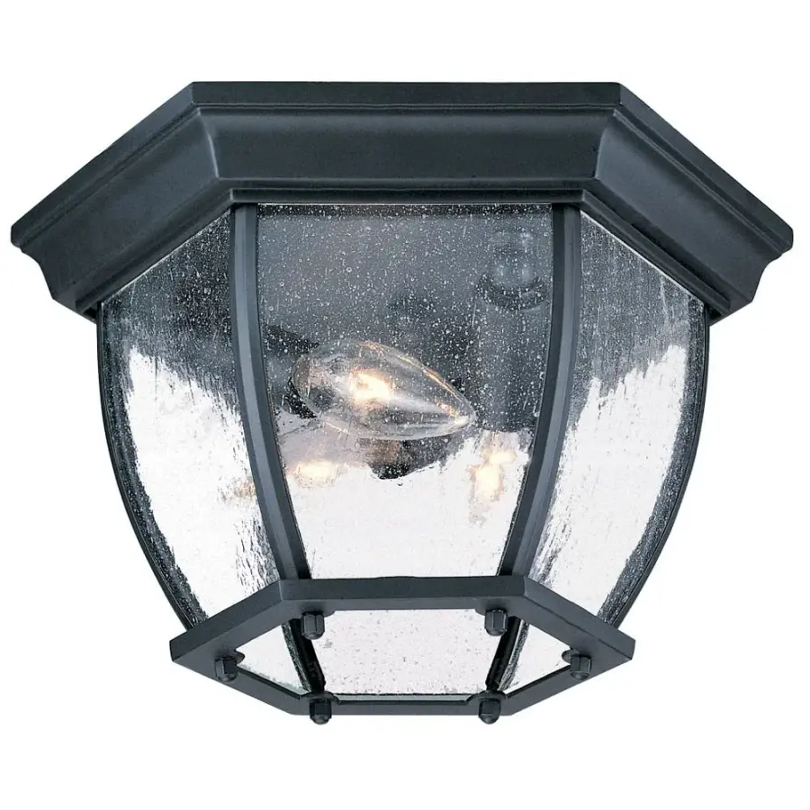 Matte Black Outdoor Flush Mount Ceiling Light - 3 Light