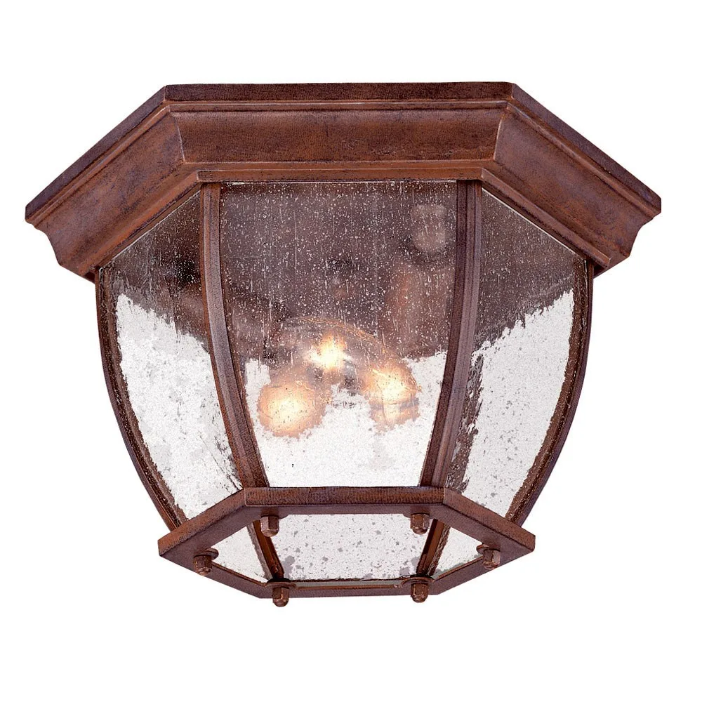 Burled Walnut 3-Light Outdoor Flush Mount