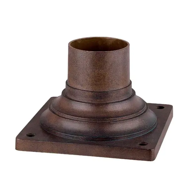 Durable cast aluminum pier mount adapter in a rich Burled Walnut finish. Designed to securely attach outdoor lighting fixtures to pier or post installations with professional-grade construction.
