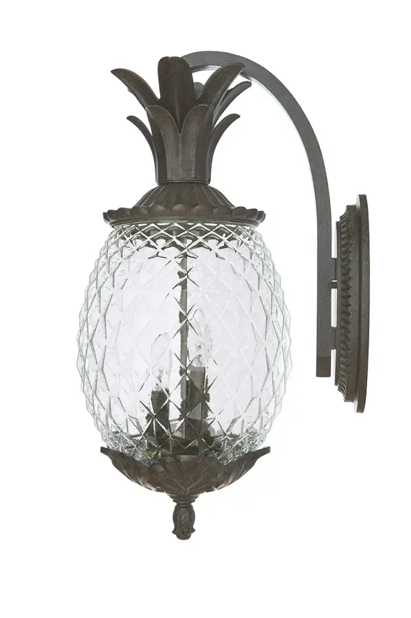 Tropical-Inspired Outdoor Wall Sconce with Distinctive Pineapple Glass - Image 3