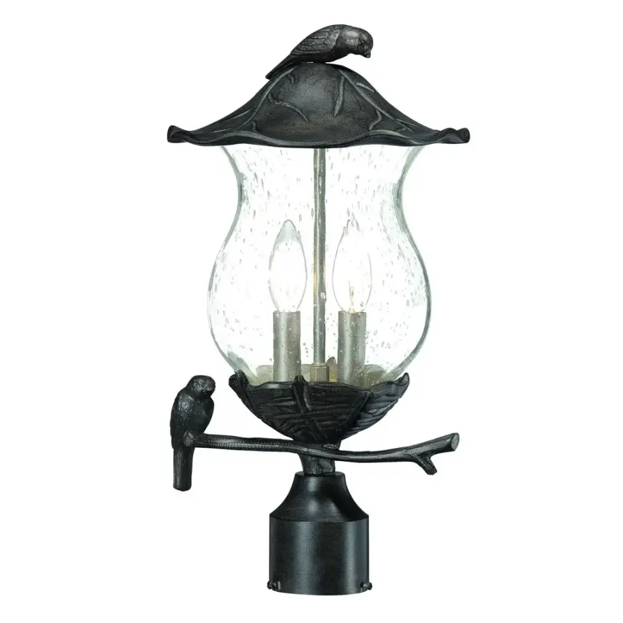 Avian 2-Light Outdoor Post Mount in Black Coral