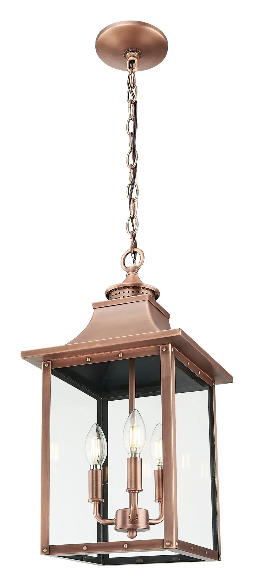 St. Charles 3-Light Hanging Lantern in Copper Patina - Image 2