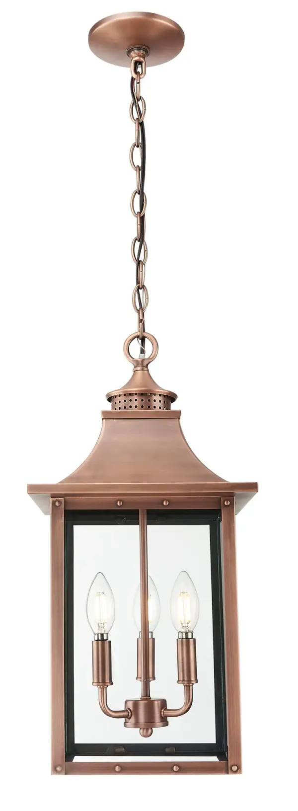 St. Charles 3-Light Hanging Lantern in Copper Patina - Image 3