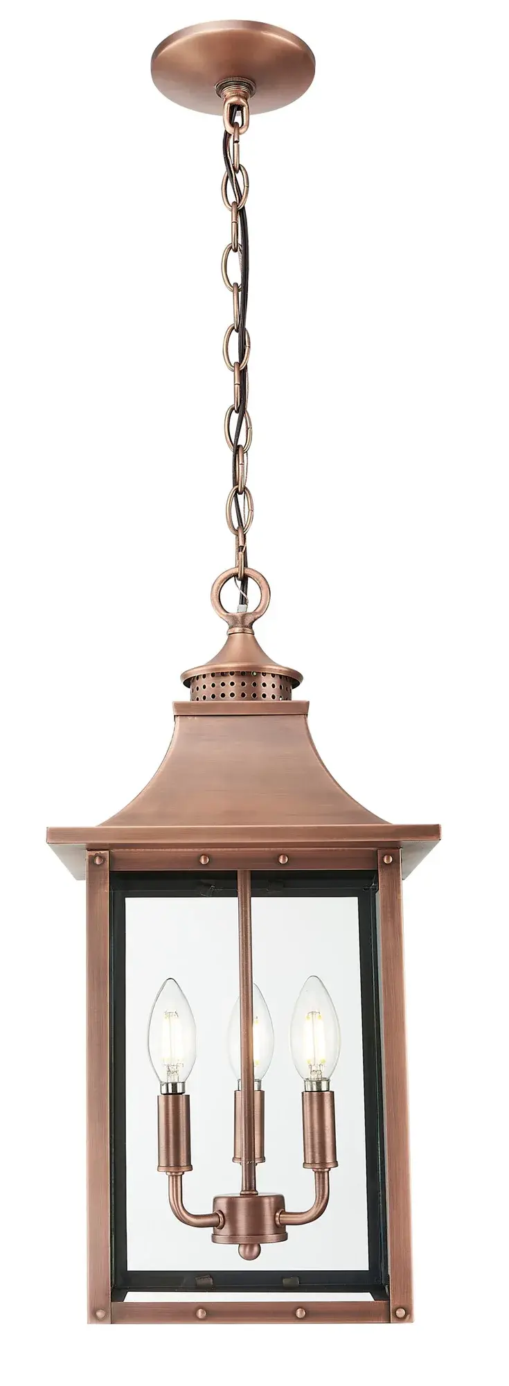 St. Charles 3-Light Hanging Lantern in Copper Patina - Image 3